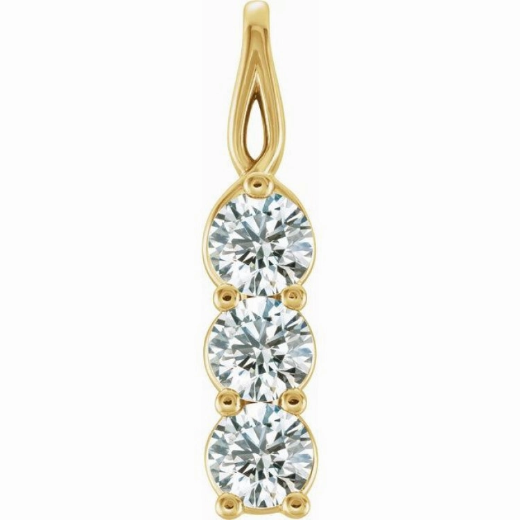 Sleek Highlight Aesthetic Adornment 14K Yellow 3/4 CTW Natural Diamond Three-Stone Pendant
