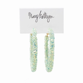 Mint Glitter Hoops Unique Sparkle Trendy Addition