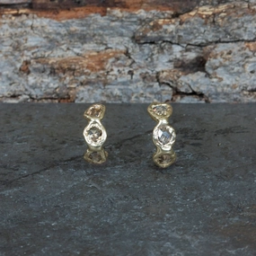 Dressed Up Look Opulent Look Mirage Huggies - 14k Gold   Diamonds