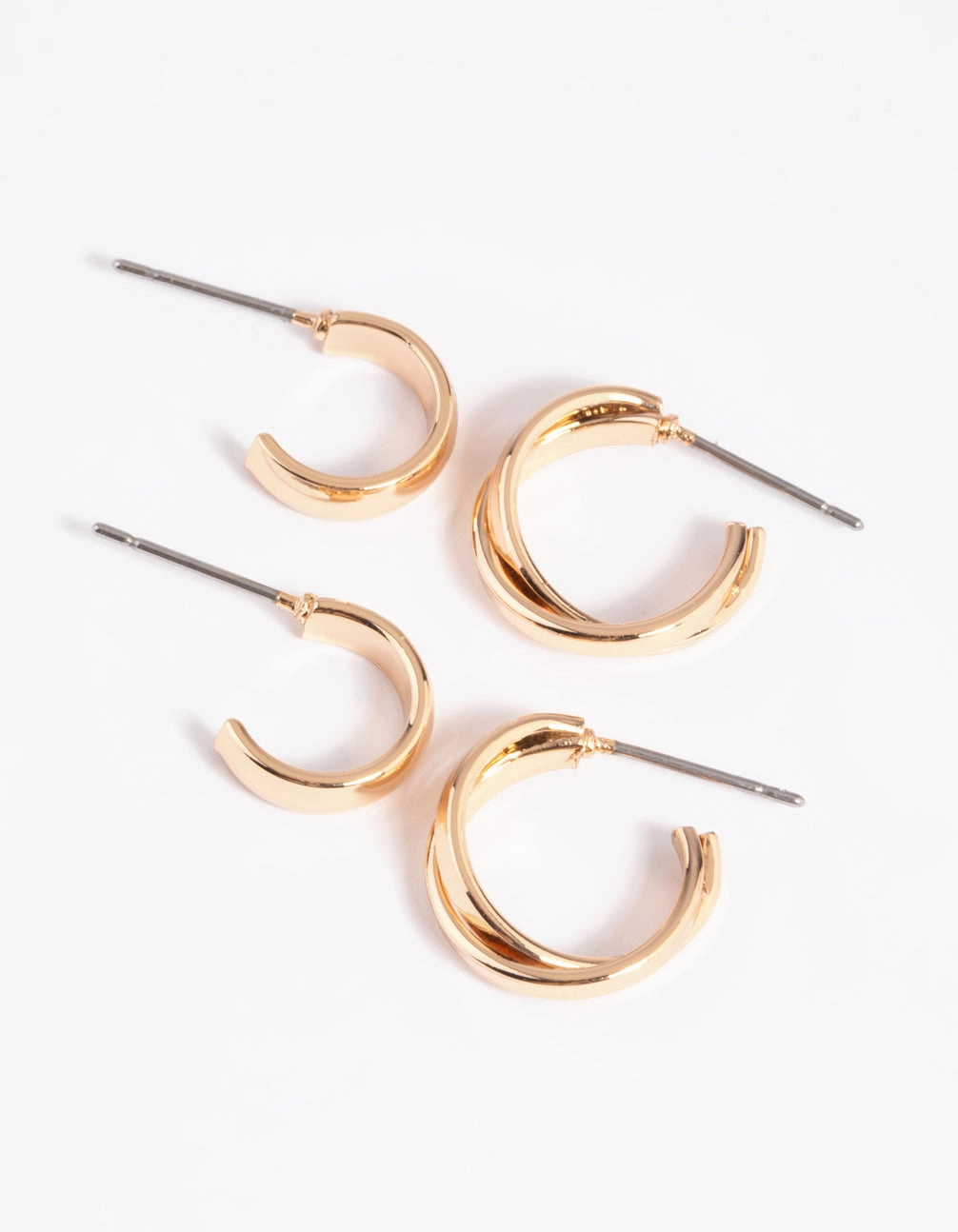 Mixed Metal Cross Over Hoop Earring Pack Shimmering Design