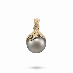 Living Heirloom Tahitian Black Pearl Pendant in Gold with Diamonds - 14-15mm Modern Item Weekend Style