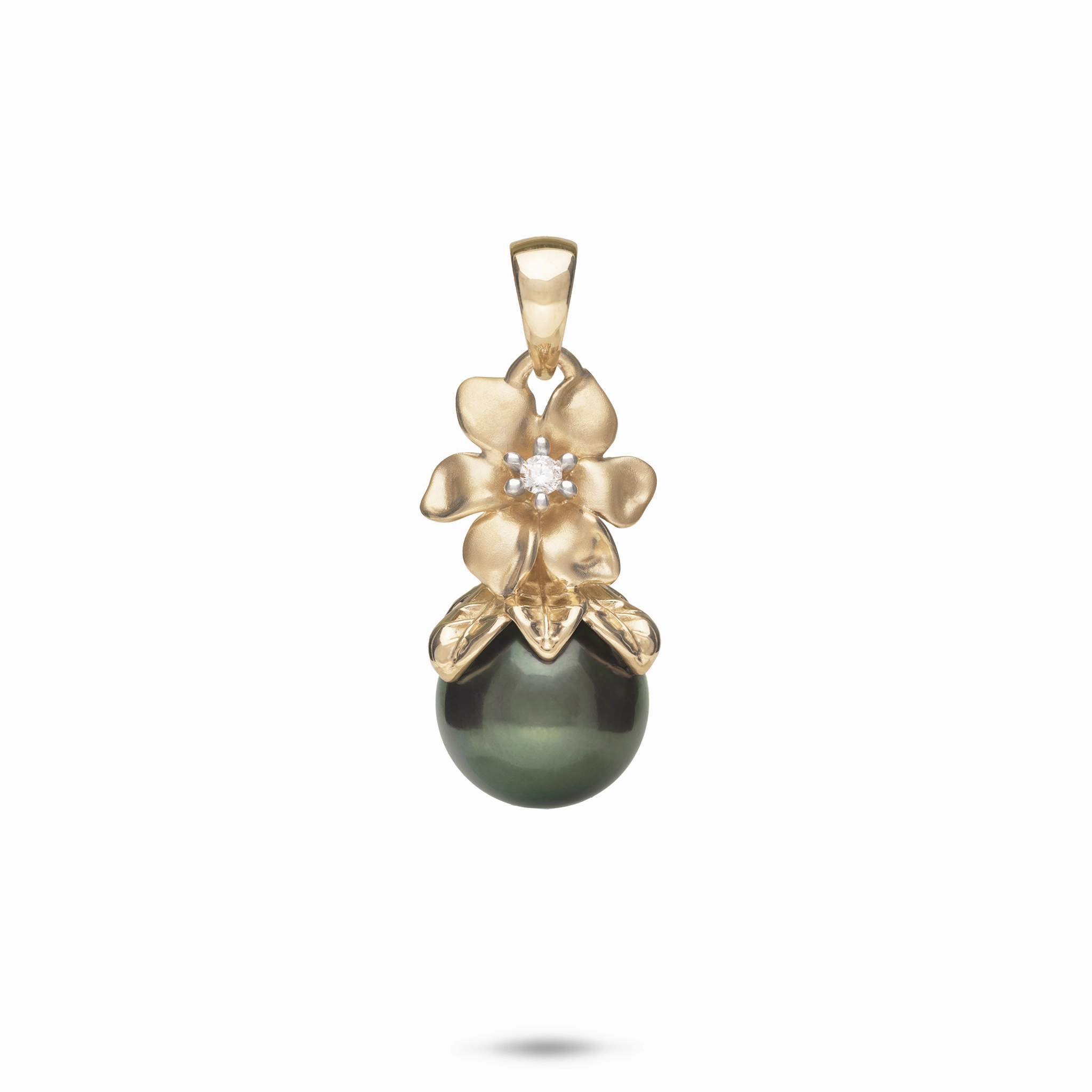 Dashing Look N????? Tahitian Black Pearl Pendant in Gold with Diamond - 10-11mm
