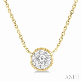 Minimal Beauty 1/6 Ctw Round Shape Lovebright Diamond Pendant With Chain in 14K Yellow and White Gold