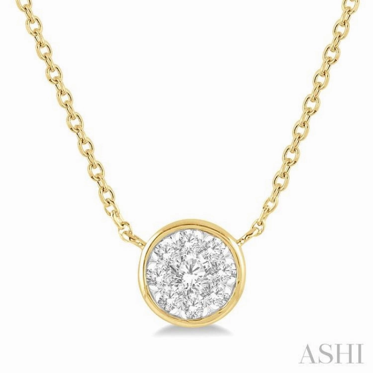 Minimal Beauty 1/6 Ctw Round Shape Lovebright Diamond Pendant With Chain in 14K Yellow and White Gold