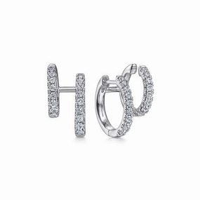 Timeless Embellishment 14kw DIAMOND DOUBLE HUGGIE HOOP EARRINGS