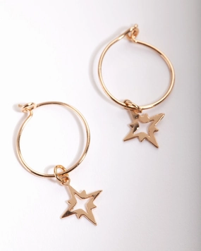 Daily Outfit Gold 13mm Star Hoop Earrings