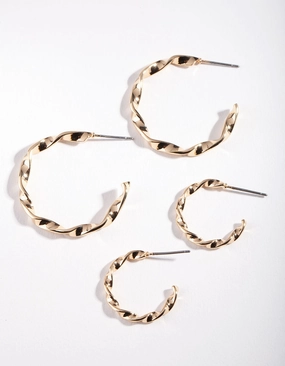 Subtle Shine Gold Twisted Hoop Earring Pack