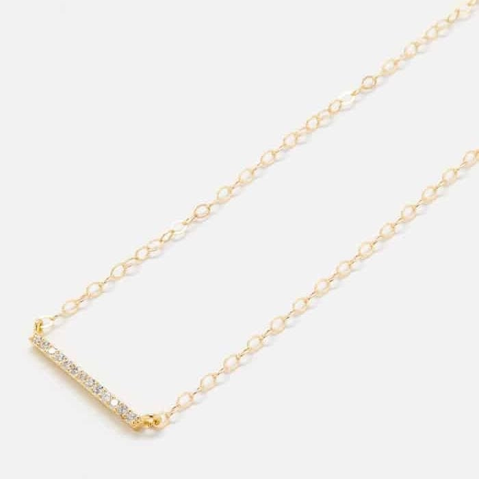 Gold Pave Bar Necklace Personal Adornment