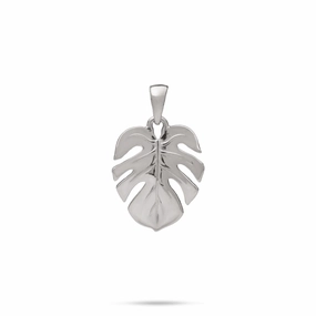 Monstera Pendant in Sterling Silver - 18mm Minimalist Jewelry