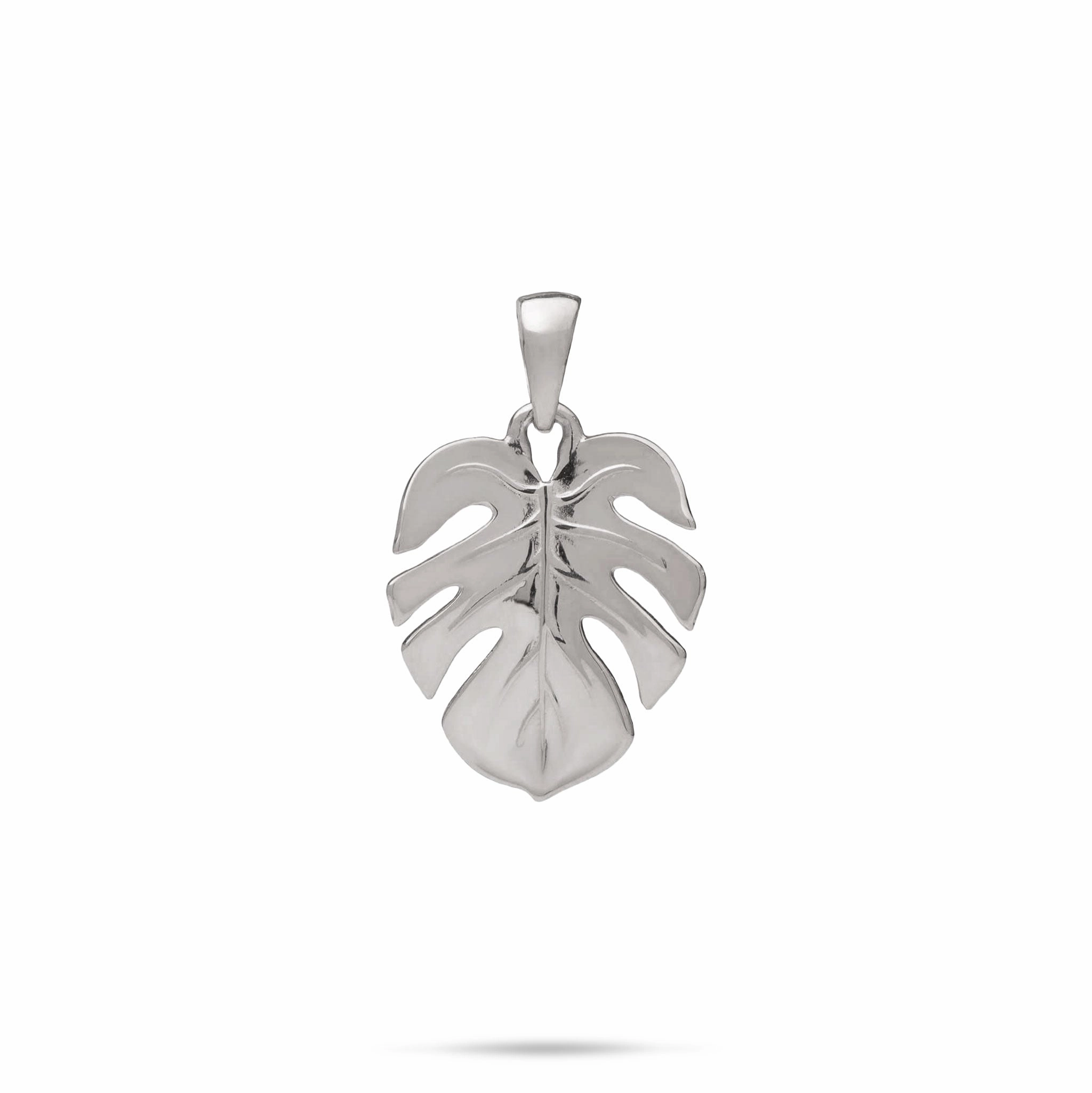 Monstera Pendant in Sterling Silver - 18mm Minimalist Jewelry