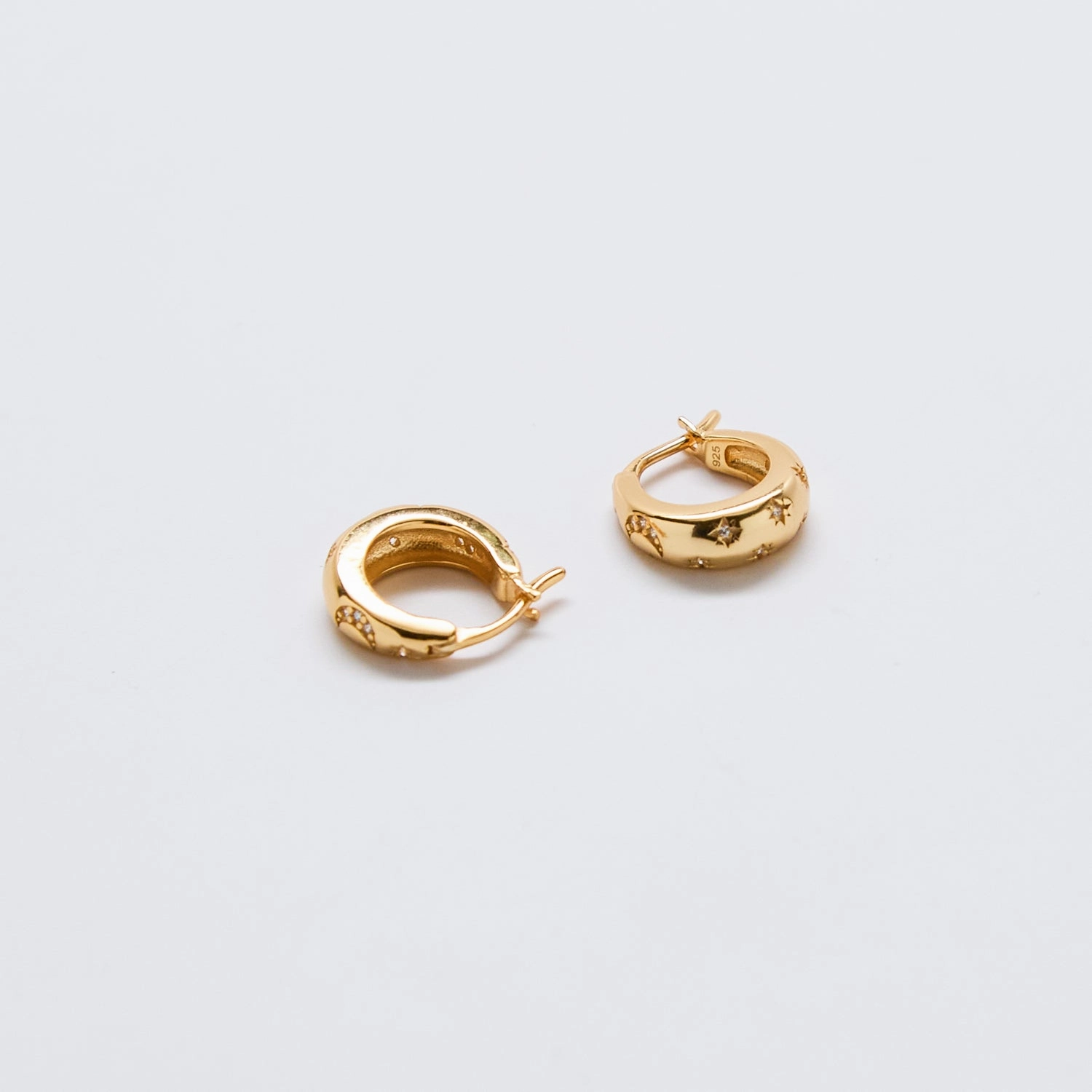 Moon & Star Gold Hoop Earrings Adorable Adornment