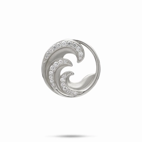 Nalu Pendant in White Gold with Diamonds - 22mm handmade piece Retro Vibe