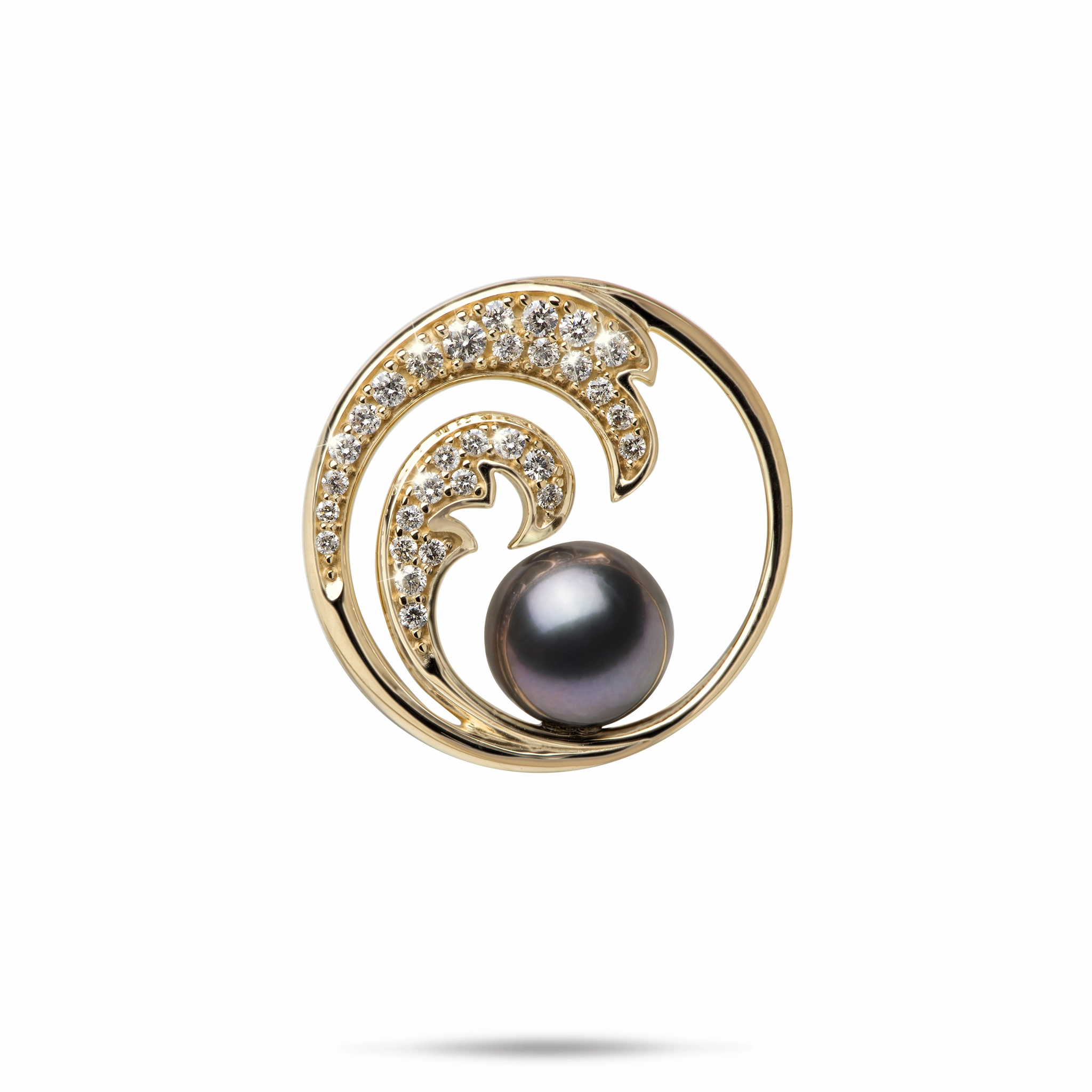 Nalu Tahitian Black Pearl Pendant in Gold with Diamonds - 24mm Vintage Present