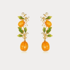 Golden Plum Blossom Dangling Earrings Party Outfit