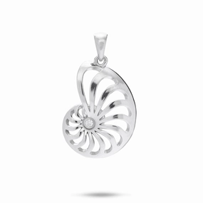 Personal Adornment Conflict Free Jewelry Nautilus Pendant in Sterling Silver with Cubic Zirconia - 25mm