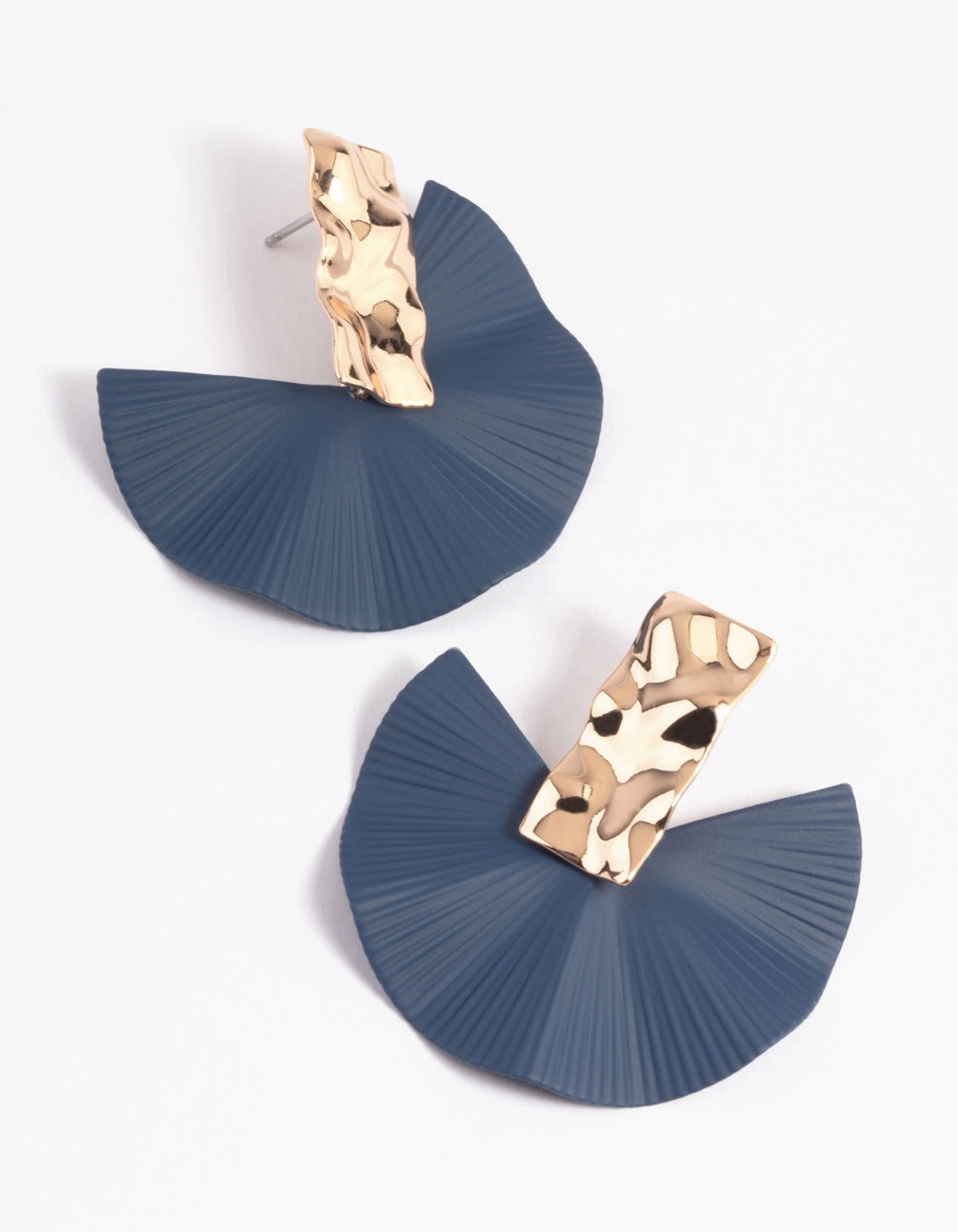 Polished Form Navy Fan Drop Earrings