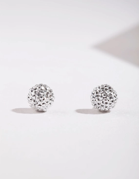 Stylish Element Custom Shine Silver Mini Fireball Stud Earrings