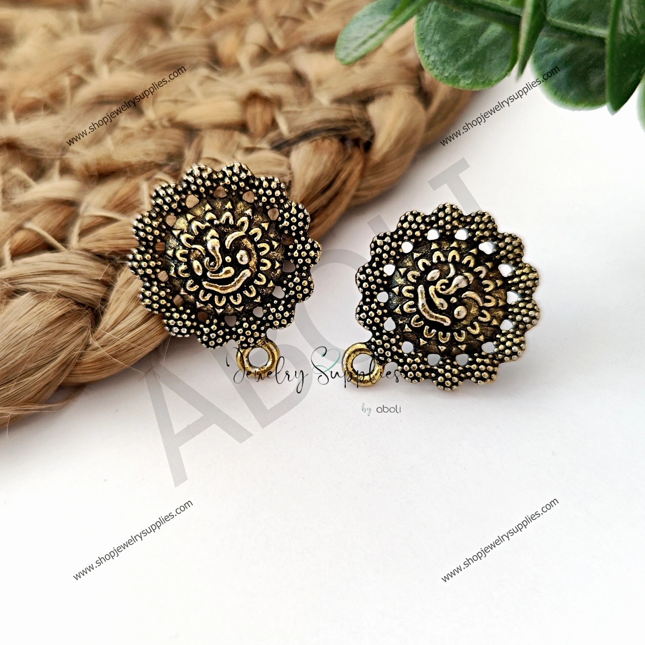 Golden stud earrings components metal earrings findings ESG100 Vibrant Decoration
