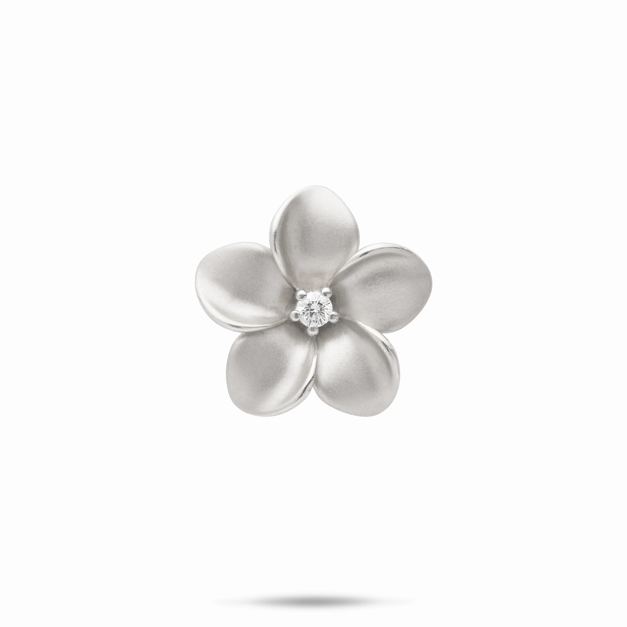 Soft Edge Spring Color Plumeria Pendant in White Gold with Diamond - 20mm