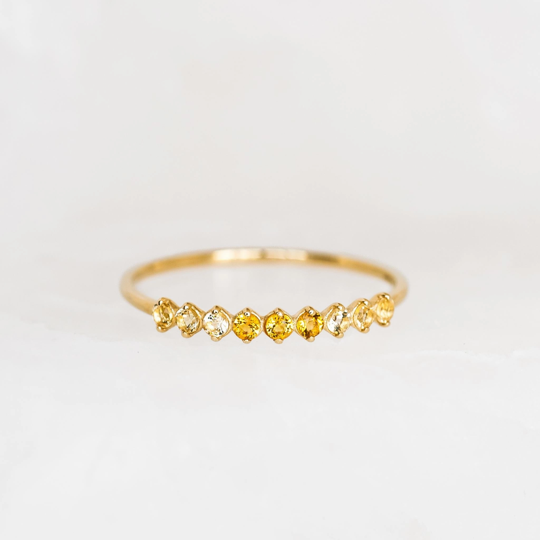 November Birthstone Ring 14k Gold - Ombre Citrine Delicate Gift