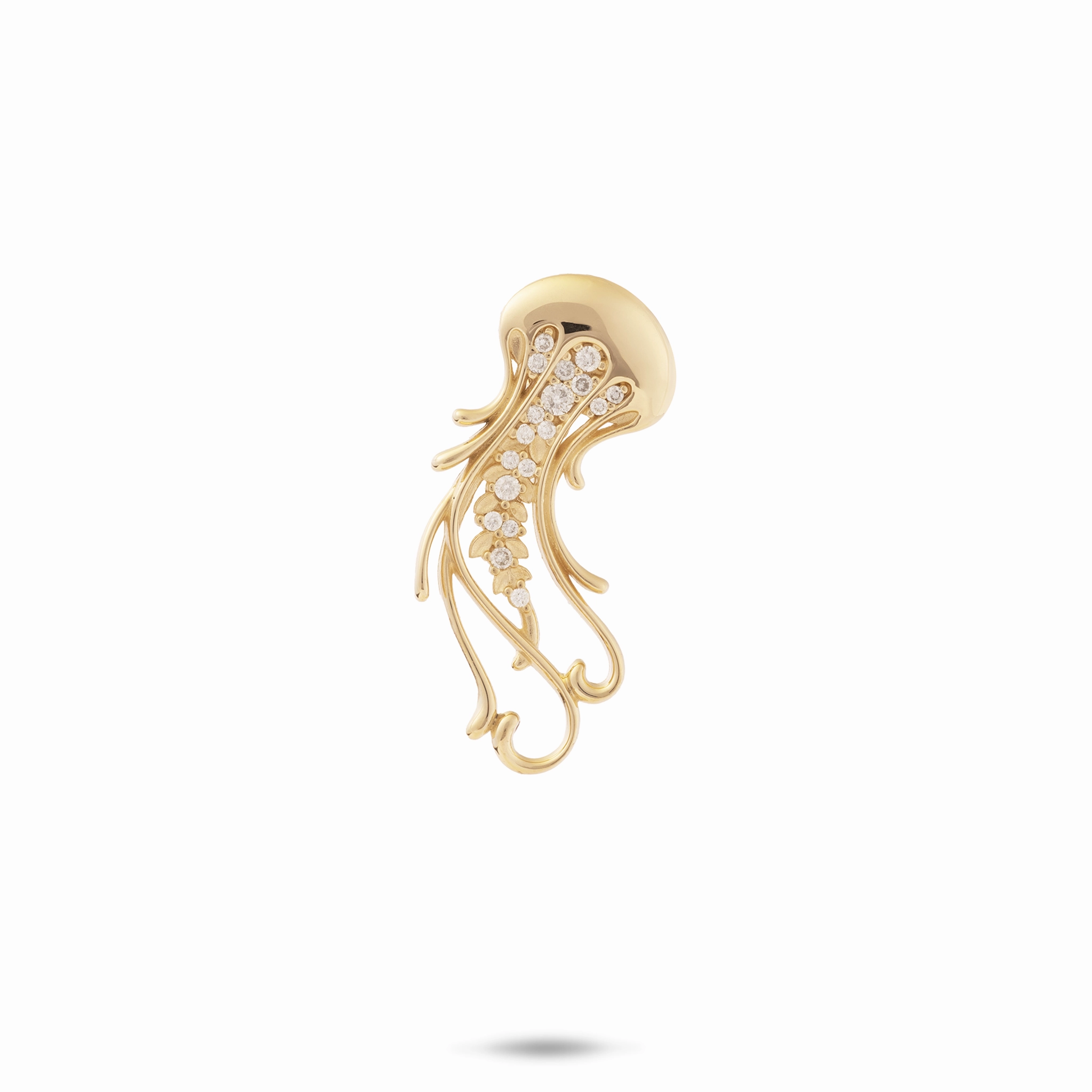 Matching Adornment Ocean Dance Jellyfish Pendant in Gold with Diamonds - 24mm