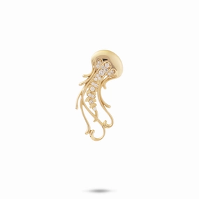Matching Adornment Ocean Dance Jellyfish Pendant in Gold with Diamonds - 24mm