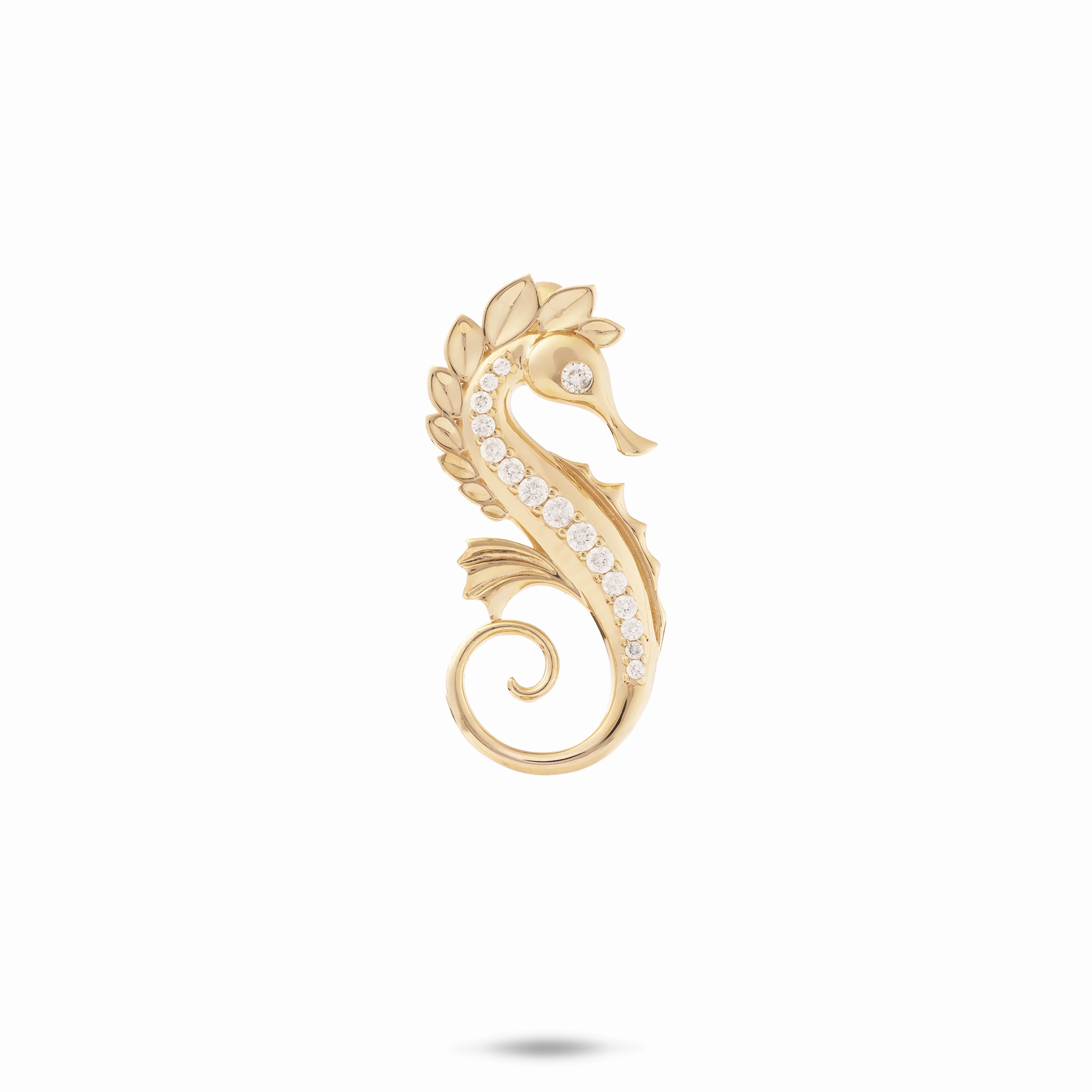 Superb Accessory Urban Night Ocean Dance Seahorse Pendant in Gold with Diamonds - 24mm