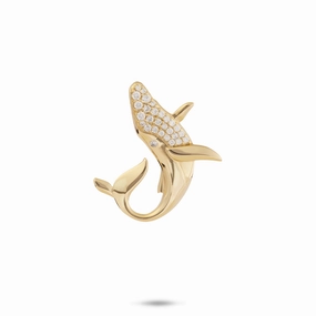 Ocean Dance Whale Pendant in Gold with Diamonds - 22mm Polished Finish Simple Choice
