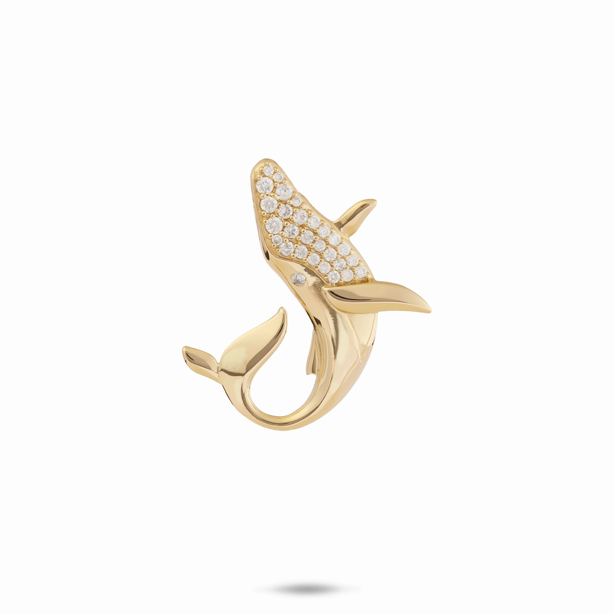 Ocean Dance Whale Pendant in Gold with Diamonds - 22mm Polished Finish Simple Choice