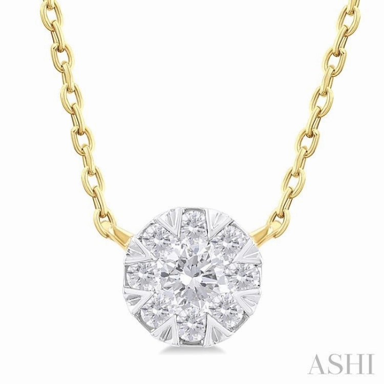 1/10 Ctw Lovebright Petite Round Shape Round Cut Diamond Fashion Pendant With Chain in 10K Yellow Gold Diverse Audience Solo Adornment