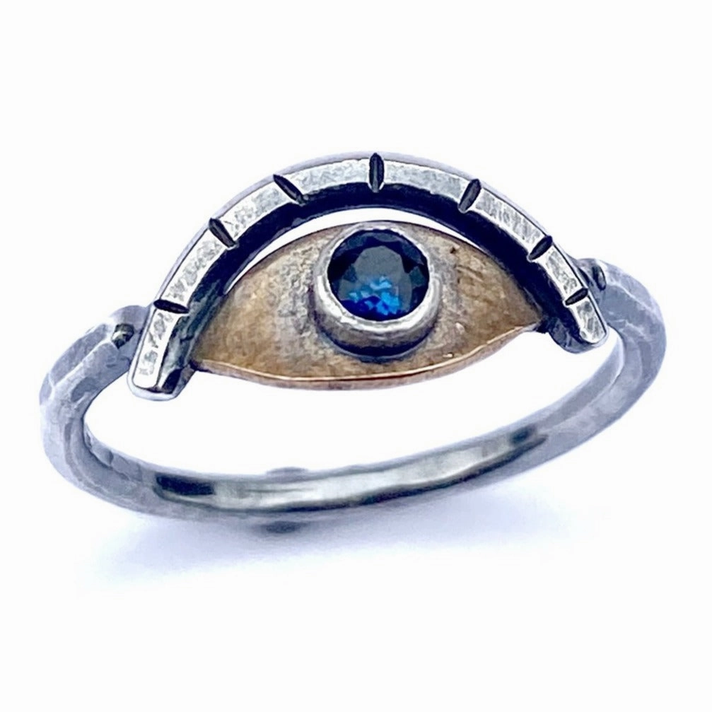 Ojo Ring - Brass, Silver   Sapphire Trend Look Day Look