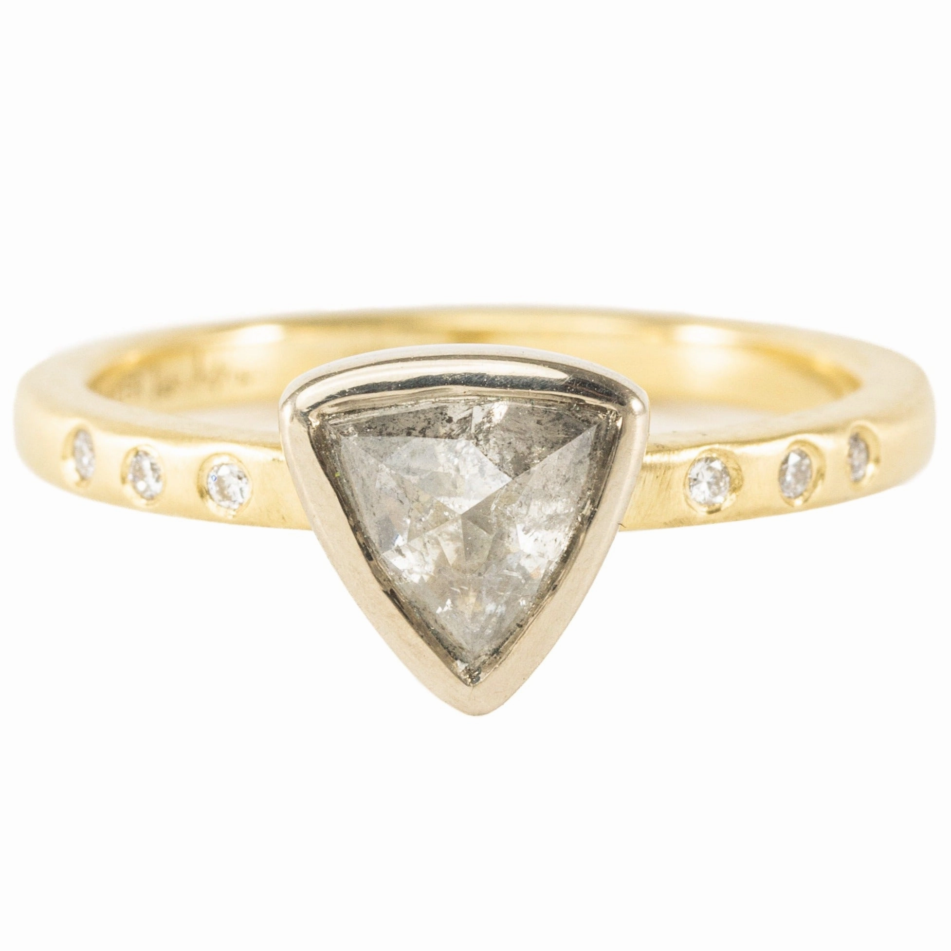 OOAK Trillion Cut Grey Diamond Ring   VS Accents - 18k Gold   Diamonds Casual Style Trendy Pieces