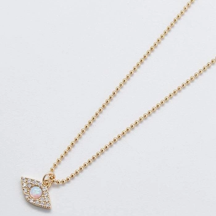 Stunning Ornament Custom Piece Opal Pave Gold Eye Necklace