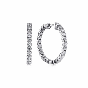 14kw Prong Set 20mm Round Inside Out Diamond Hoop Earrings Summer Jewelry Brilliant Adornment