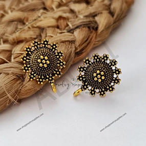 Ornate Ornament Golden stud earrings components metal earrings findings ESG95