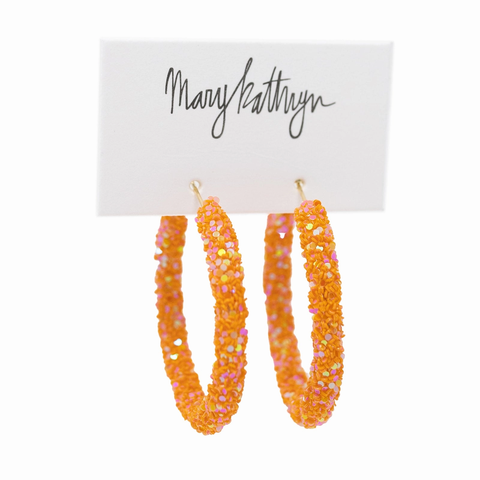 bright light Bold Glance Orange Glitter Hoops