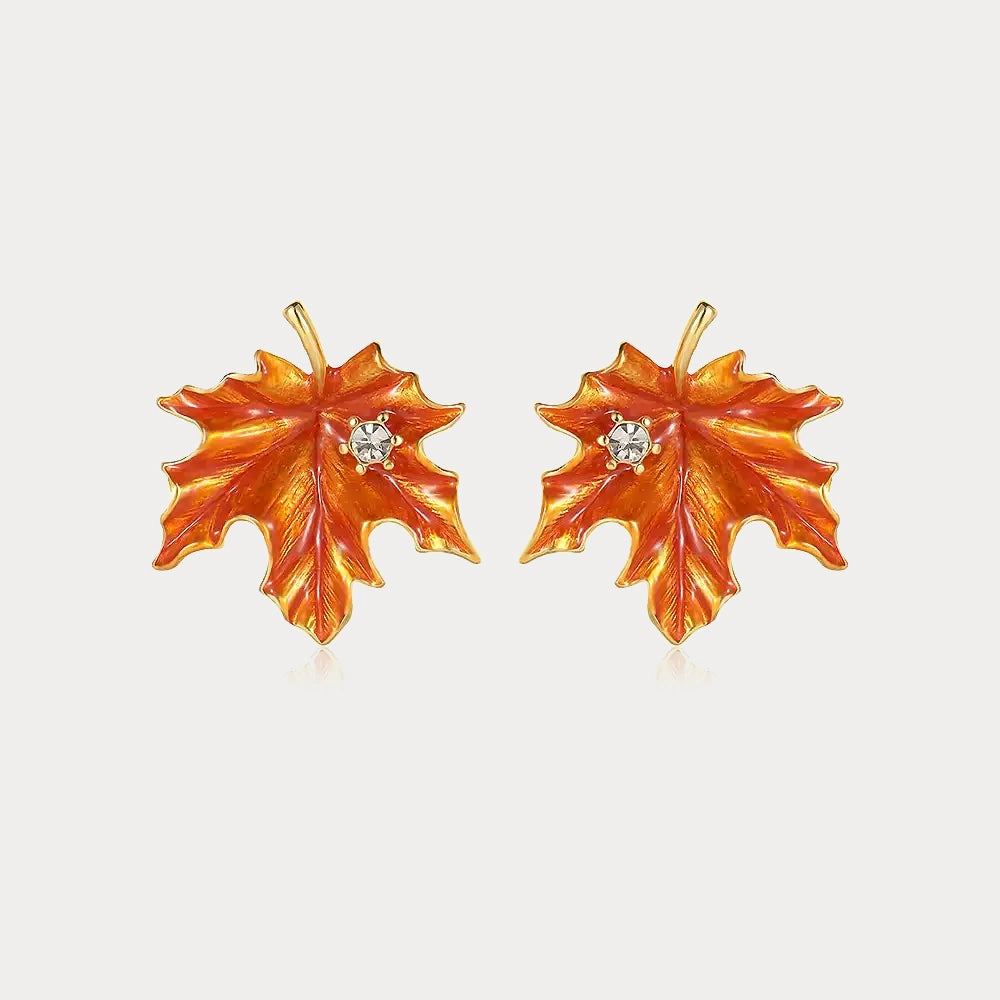 Detail Pop Orange Maple Leaf Earrings
