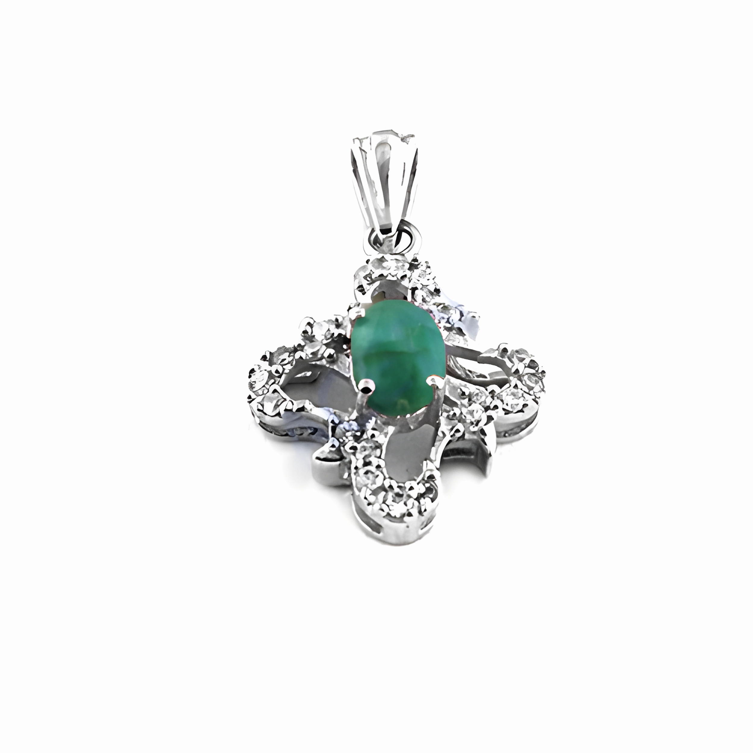 Graceful CZ Dyed Emerald Silver Pendant - Elegant Jewelry for Every Occasion Work Environment Piece