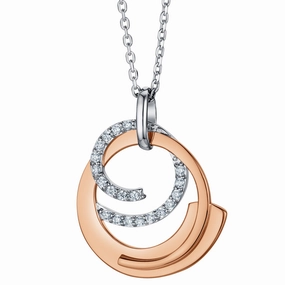 Wonderful Gift Two-Tone Sterling Silver Ocean Rings Pendant