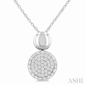 Statement Detail Casual Item 1/4 Ctw Circular Mount Pave Set Single Cut Diamond Fashion Pendant With Chain in 10K White Gold