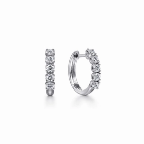 Creative Jewelry 14K White Gold 15mm Diamond Huggies