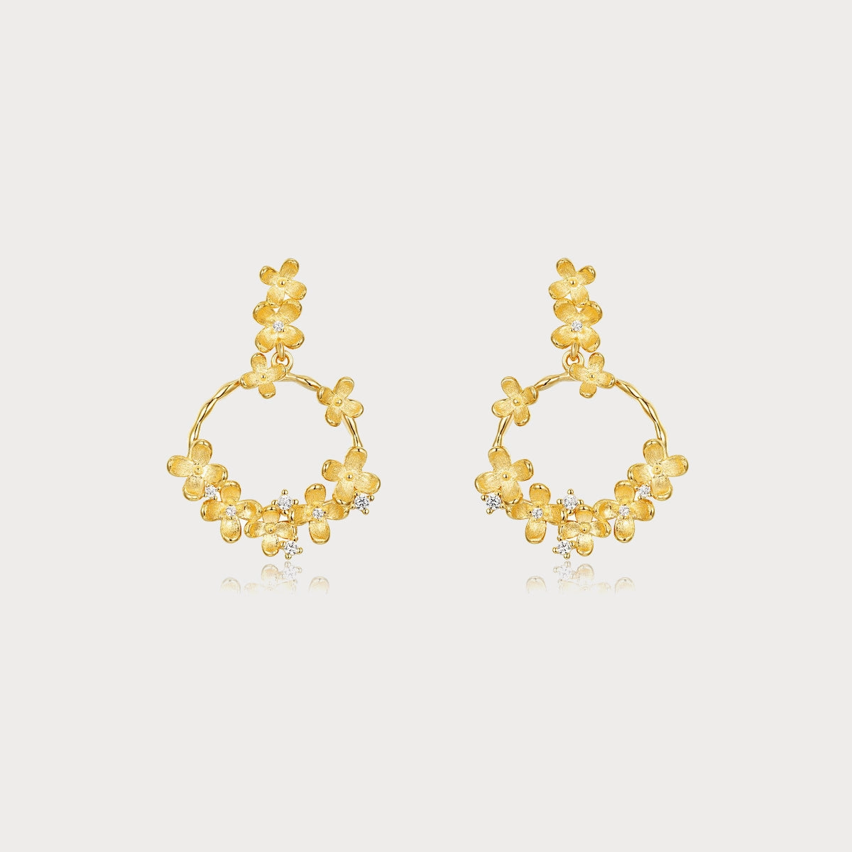 Golden Touch Autumn Glow Osmanthus Flower Dangle Earrings