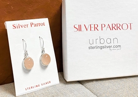 Finest Style Minimal Highlight Oval Rose Quartz Earrings In Sterling Silver Settings