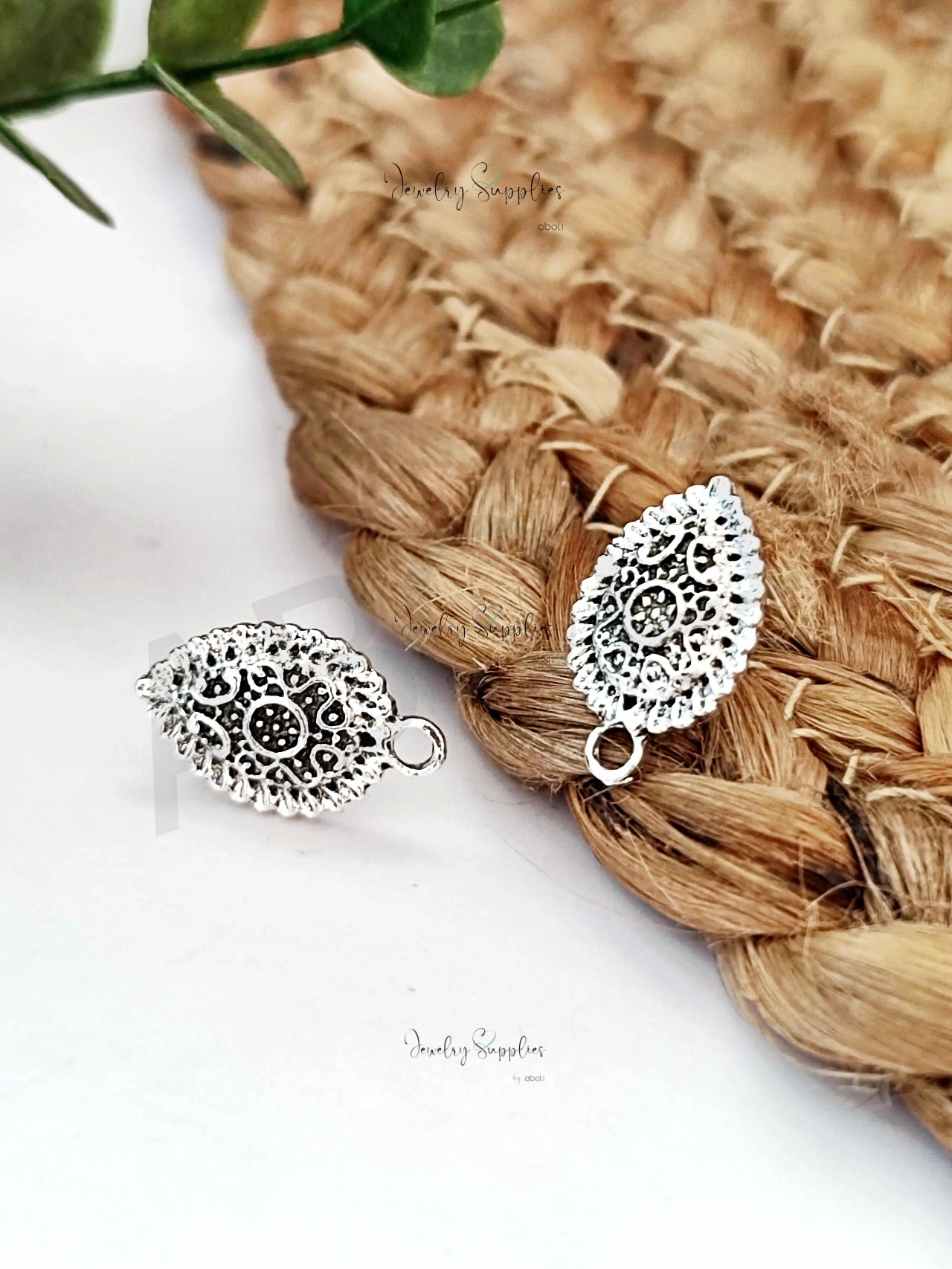 Comfortable Embellishment Oxidized silver drop stud earrings findings ESS205