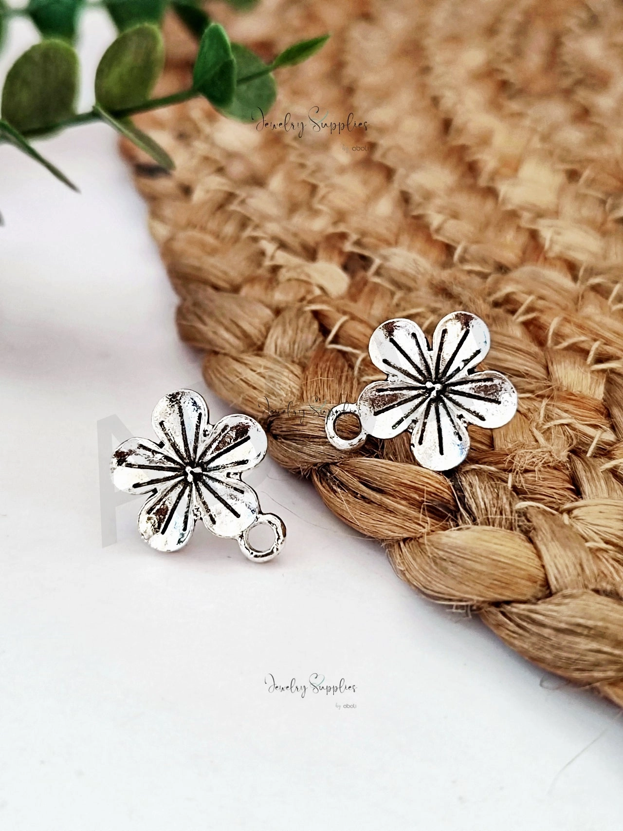 Oxidized silver flower earrings stud findings ESS207 Artistic Decoration Modernist Decoration