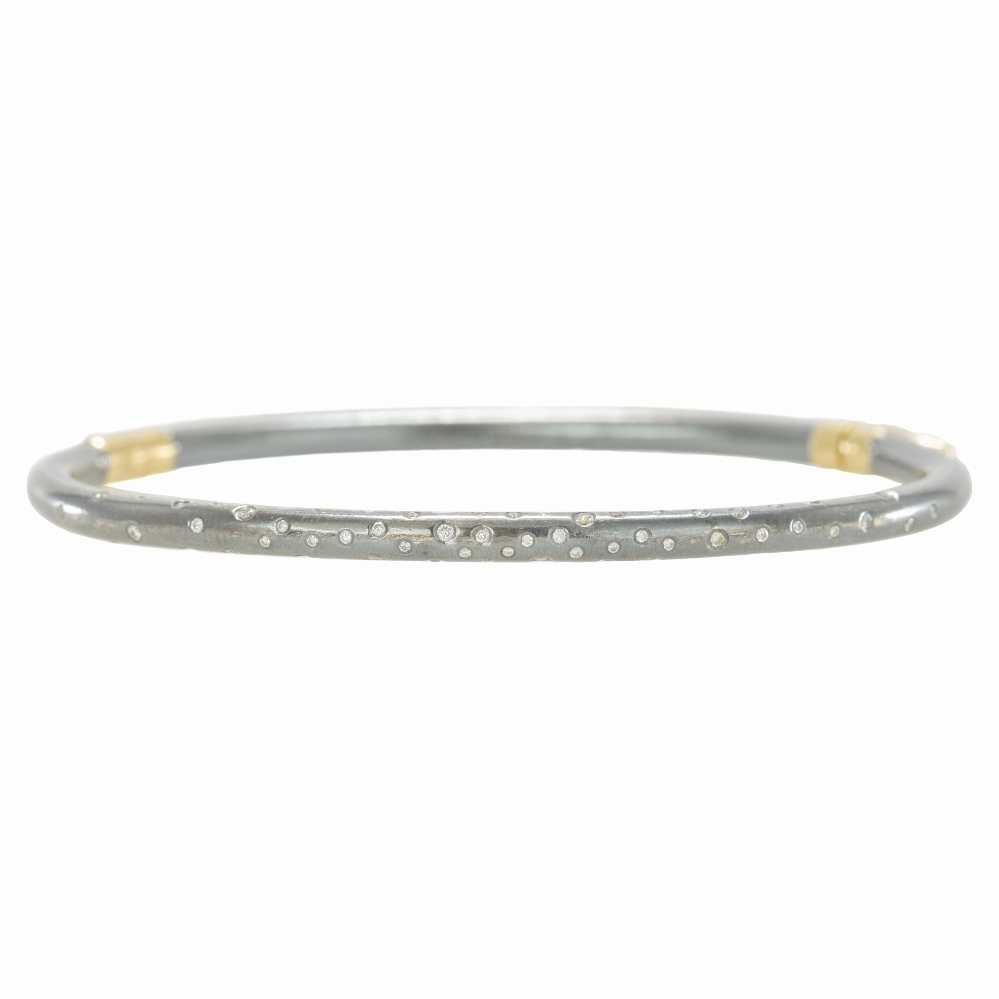 Oxidized Silver KMJ Timeless Hinged Bangle  - 18ky, Oxidized Silver   VS Diamonds Allure Edge