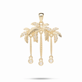 Paradise Palms - Palm Tree Pendant in Gold with Diamonds - 28mm Sophisticated Style