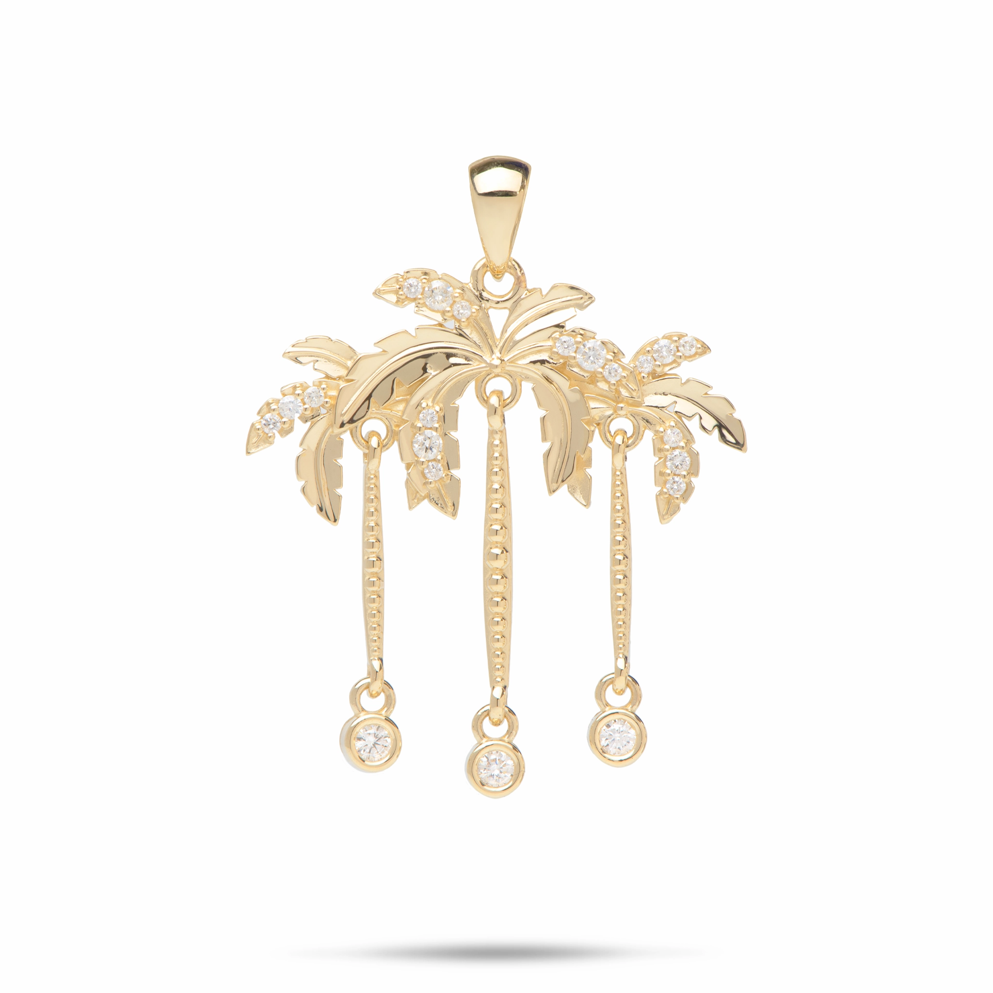 Paradise Palms - Palm Tree Pendant in Gold with Diamonds - 28mm Sophisticated Style
