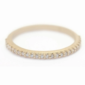 Elegant Contour Pave Slender Band - l8k Yellow Gold   Diamonds (.l2 ctw)