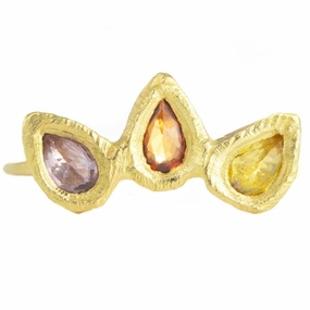 Peacock Sapphire Ring - 18k Gold Distinctive Piece